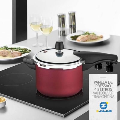 Panela De Pressão Tramontina Vancouver em Alumínio 4,5L Revestimento Antiaderente Vermelho