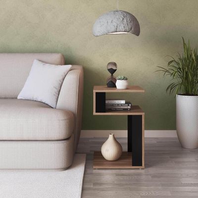Mesa de canto Lateral para apoio com nichos Nova Móbile Montana Preto