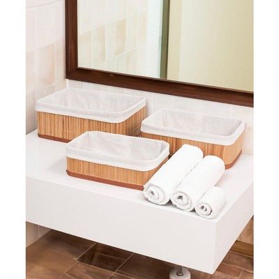 Cesto De Bambu Retangular Natural 29x19x10cm - Mek