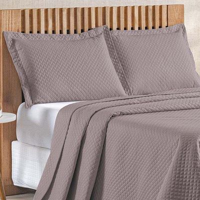 Kit Cobre Leito Colcha Ideale Queen 3 Peças Matelado Geométrico - Lavanda - 100% Poliéster