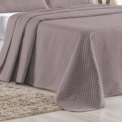 Kit Cobre Leito Colcha Ideale Queen 3 Peças Matelado Geométrico - Lavanda - 100% Poliéster