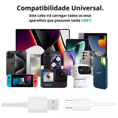 Cabo Carregador Turbo Usb Para Usb C Reforçado