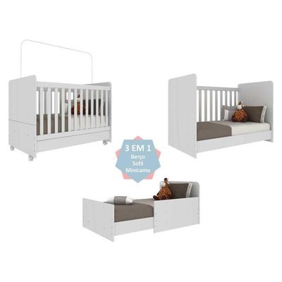 Berço Americano 3x1 Com Colchão Incluso E Rodízios Pimpolho Multimóveis Fg3568 Branco