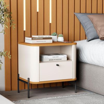 Conjunto Mesa De Cabeceira Malta Off White Nature Preto