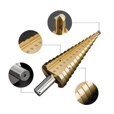 Kit 3 Brocas Escalonadas Profissional Titânio Hss 12-32mm