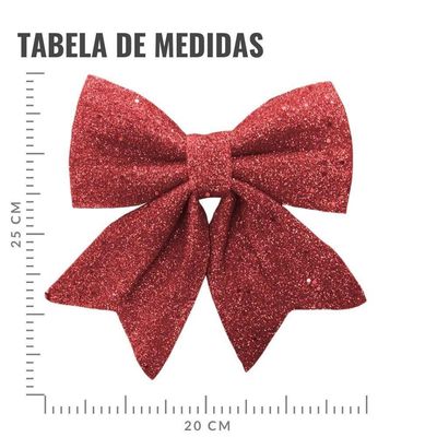 Laço Pronto Vermelho Glitter Natal - 25cm X 20cm