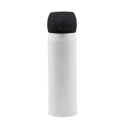 Garrafa Térmica Dupla Parede De Aço Inox Com Tampa Flip Branca 410 Ml 4684 - Lyor