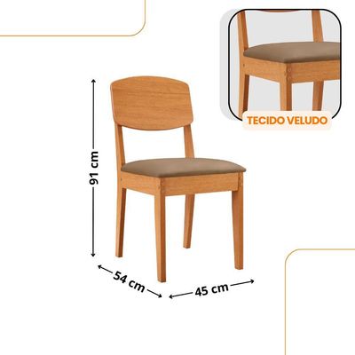 Mesa Diane 180cm Tampo Mdf Vidro Canto Copo Com 6 Cadeiras Vel Capuccino /off /naturale /serig Off