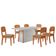 Mesa Diane 180cm Tampo Mdf Vidro Canto Copo Com 6 Cadeiras Vel Capuccino /off /naturale /serig Off