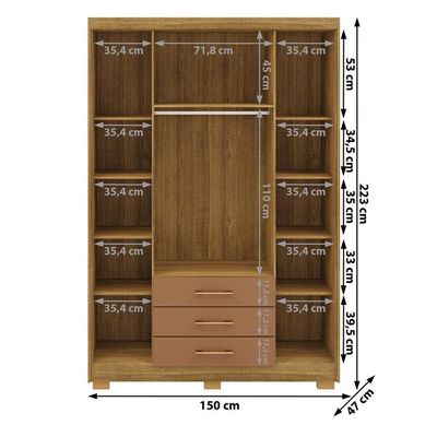 Guarda Roupa Solteiro 120 Cm 4 Portas 10088 Nature Camarim Vlr Nature Camarim