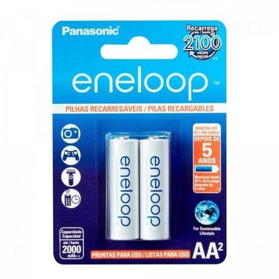 2 Pilhas Aa Recarregáveis 2100x Panasonic Eneloop 2000mah