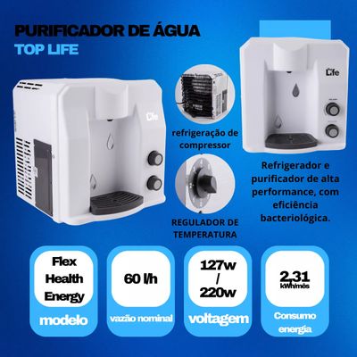 Filtro Super Água Alcalina Ionizada Gelada Flex He Top Life Cor Branco 220