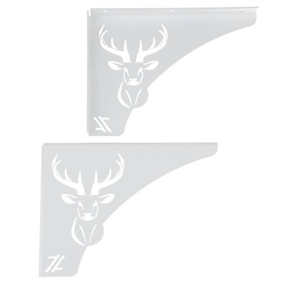 Mão Francesa Decorativa Branco em Aço 20cm Cabeça de Alce Cervo Zarg para Prateleira
