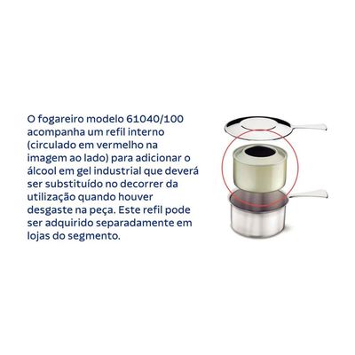 Rechaud Tramontina Redondo Inox com Tampa de Vidro e Fogareiro 7 Litros