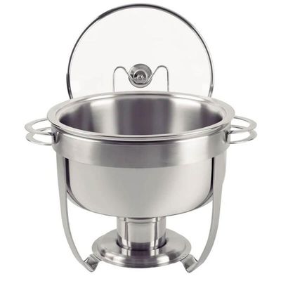 Rechaud Tramontina Redondo Inox com Tampa de Vidro e Fogareiro 7 Litros