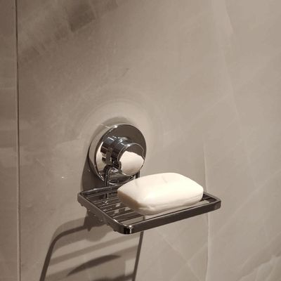 Saboneteira Porta Sabonete com Ventosa Faciliti Suporte de Parede para Banheiro Cromado
