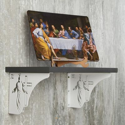 Mão Francesa Decorativa 20cm Jesus Cristo Ressuscitado Aço Branco Zarg