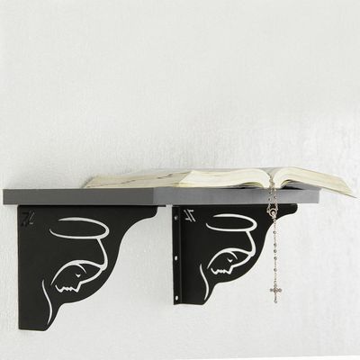 Mão Francesa Ornamentada Preta Nossa Senhora Aço 20cm Virgem Maria