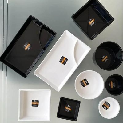 Kit 6 Pratos para Sushi Comida Japonesa com Porta Shoyu Comida Oriental Branco Uno Coza