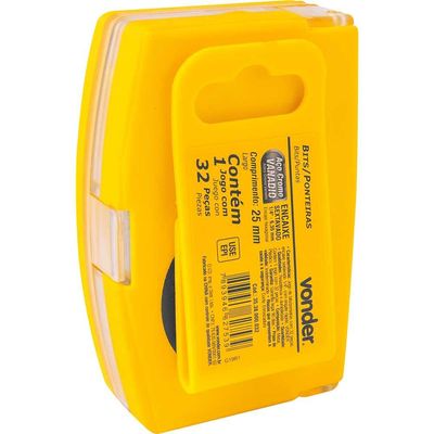 Jogo de bits/ponteiras com 32 peças encaixe sextavado 1/4" com engate rápido VONDER