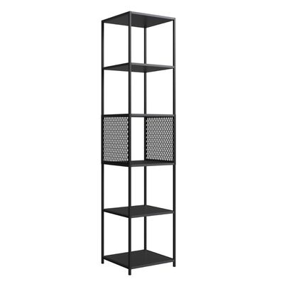 Estante Expositor Livros Studio Industrial Alta 5 Prateleiras Placa e Ponto P1023 Preto