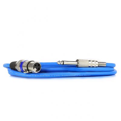 Cabo de Microfone XLR Femea Para P10 Mono - Azul - 1 Metro