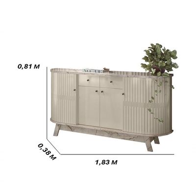 Buffet 4 Portas 2 Gavetas Mônaco Calacata Off White
