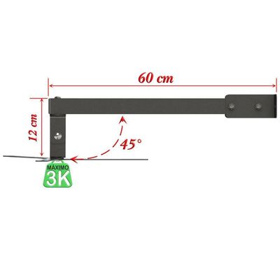 Suporte Projetor Datashow Mini Led Parede Braço 60 Cm - Preto