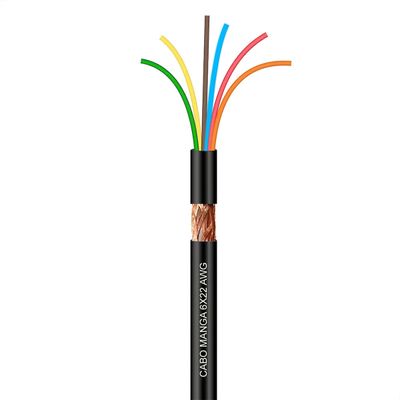 Cabo Manga 6x22 AWG - com Blindagem Preto - 40 Metros