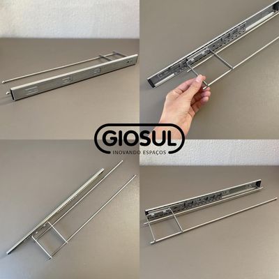 Suporte Porta Panos de Prato Duplo Lateral Corrediça Deslizante Giosul em Aço Cromado