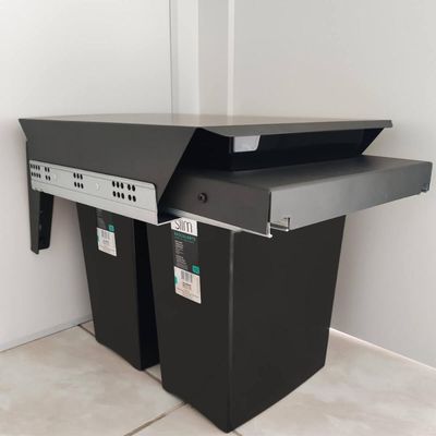 Lixeira Deslizante Dupla 30L Ecológica Para Cozinha Master Preta
