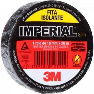 Fita Isolante 18mmx20m Imperial Silm Preta 3m - Dez - 10