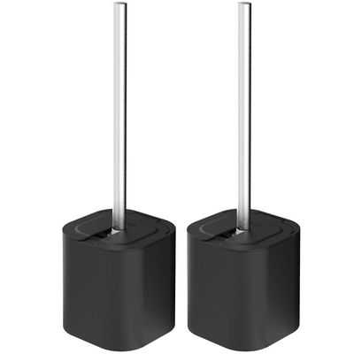 Conjunto 2 Escovas Sanitárias com Suportes para Banheiro Lavabo Polipropileno Dual OU Preto