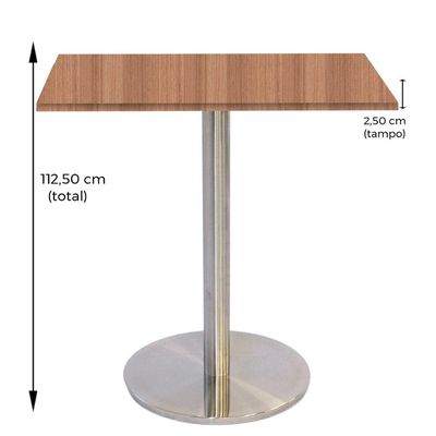 Mesa Bistrô Beta 112,50 Cm (alt) Disco Redondo Tampo Mdp Quadrado 60 Cm (larg) X 2,50 Cm (alt) Noce Naturalle