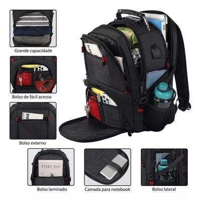 Mochila Para Notebook De 17 Polegadas Mochila De Viagem 50l Trava Antifurto Senha