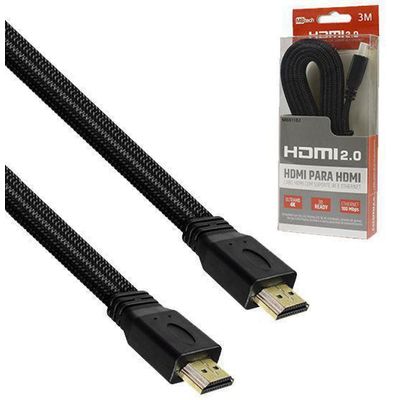 Cabo Hdmi X Hdmi Achatado Com Suporte 4K E Ethernet 2.0 3M