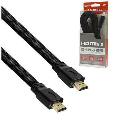 Cabo Hdmi X Hdmi Achatado Com Suporte 4K E Ethernet 2.0 3M