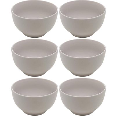 6 Tigelas 680ml Cumbucas Bowls de Cerâmica Lyor Bege Cronus Sobremesa Sopa