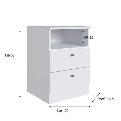 Mesa De Cabeceira Irlanda 2 Gavetas Branco