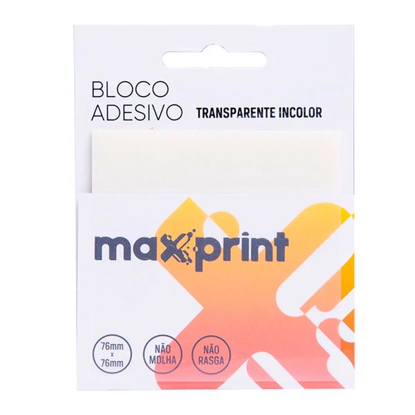 Bloco Adesivo Maxprint Clearnote Transparente 76x76mm