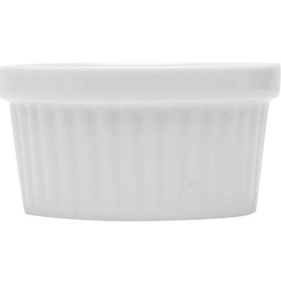 Kit 6 Ramekin Canelado Porcelana 40ml Classic Branco Lyor Molheira Servir Caldas Tare Shoyo