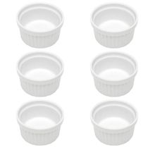 Kit 6 Ramekin Canelado Porcelana 40ml Classic Branco Lyor Molheira Servir Caldas Tare Shoyo