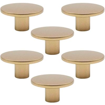 Kit 6 Puxadores 206 Naico Ponto Redondo Dourado Para Móveis Armários e Gavetas