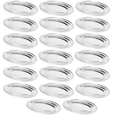 Kit 20 Travessas de Inox 25cm para Porções Saladas Aperitivos Baixelas Buffet Bar