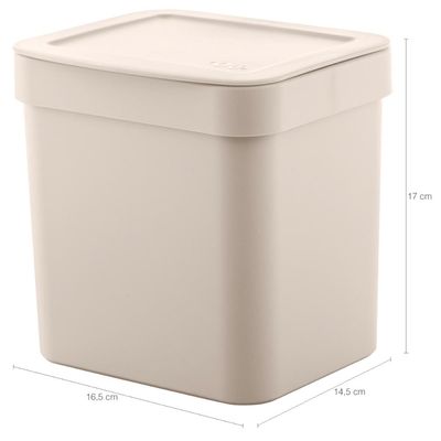 Lixeira 2,5l Trium Ou Compacta Tampa Cozinha Bancada Casa Bege