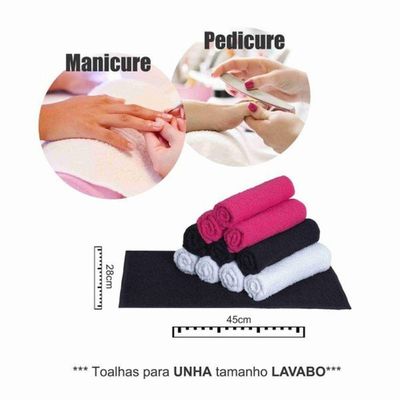 Toalha De Manicure E Pedicure 28x45cm Salão Beleza P-unha - Preto