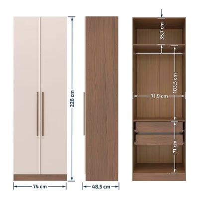 Guarda-roupa Modulado Queen Lugano 10 Portas, 6 Gavetas e 14 Prateleiras 6 Peças Avelã/Cappuccino