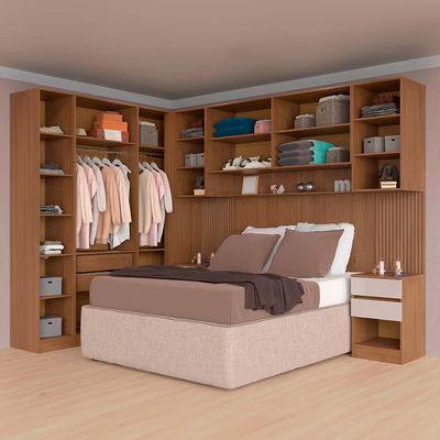 Guarda-roupa Modulado Queen Lugano 10 Portas, 6 Gavetas e 14 Prateleiras 6 Peças Avelã/Cappuccino