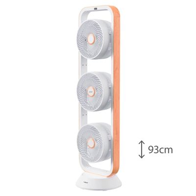 Ventilador de Torre Spirit Robot Triplo 130W com 3 Velocidades, Controle Remoto e Painel Digital com Display LED Branco com Caramelo / 220V