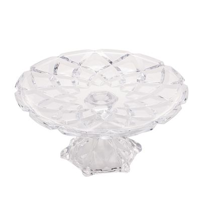 Prato Redondo Lyor Deli Diamond de Cristal para Bolo Transparente